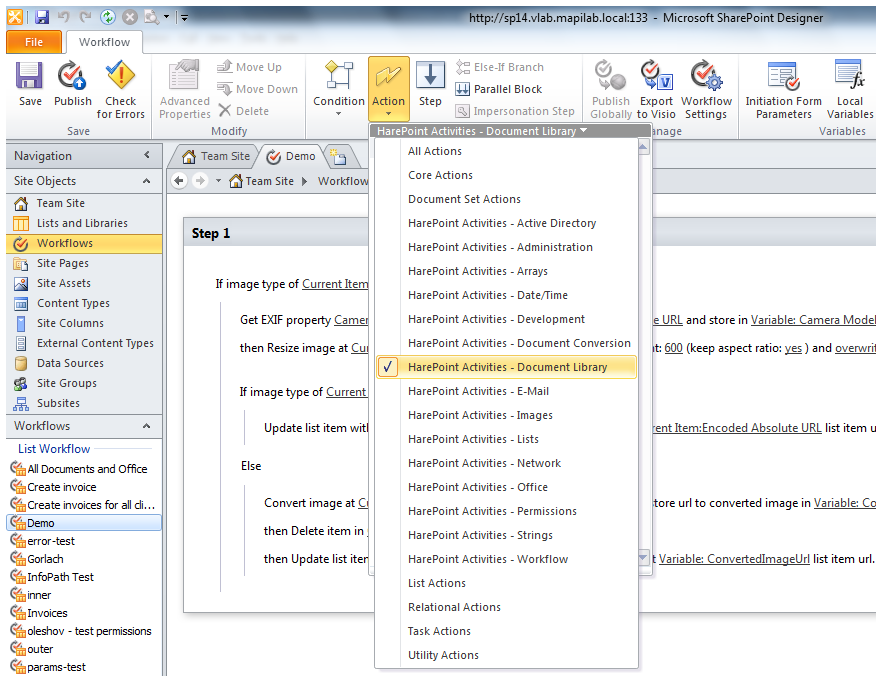   ( ) HarePoint Workflow Extensions for SharePoint #1