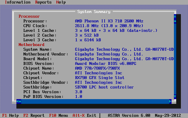   ( ) ASTRA  Advanced Sysinfo Tool DOS 6.50 #1